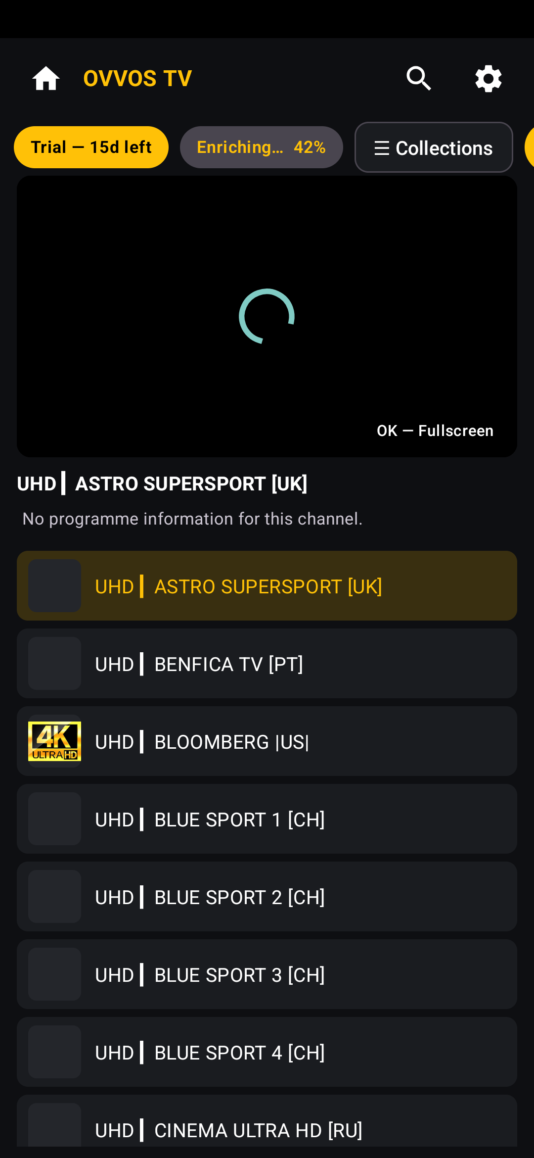 Live TV on phone: preview on top, channel list below